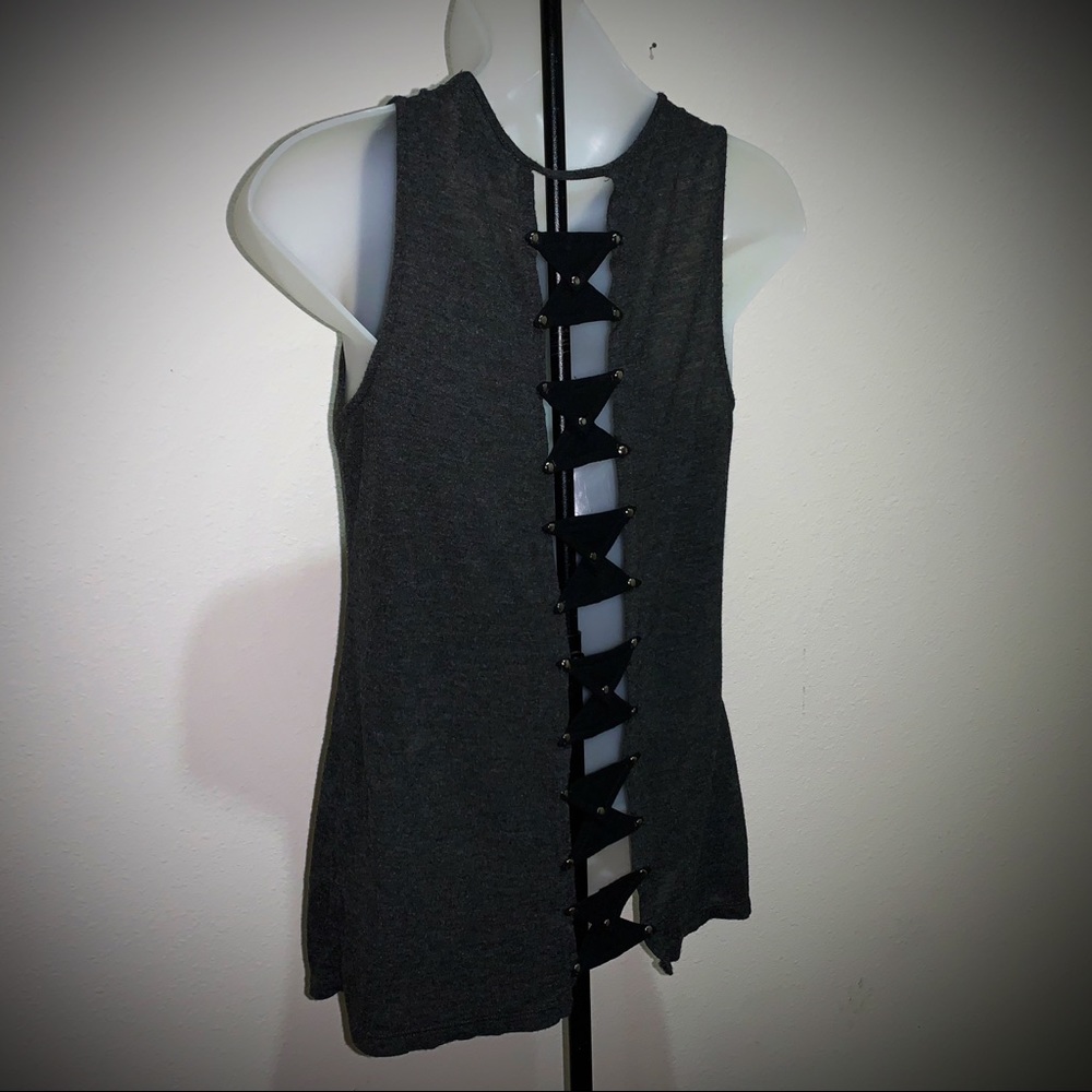 Grey tank top with triangle detail/cut-out